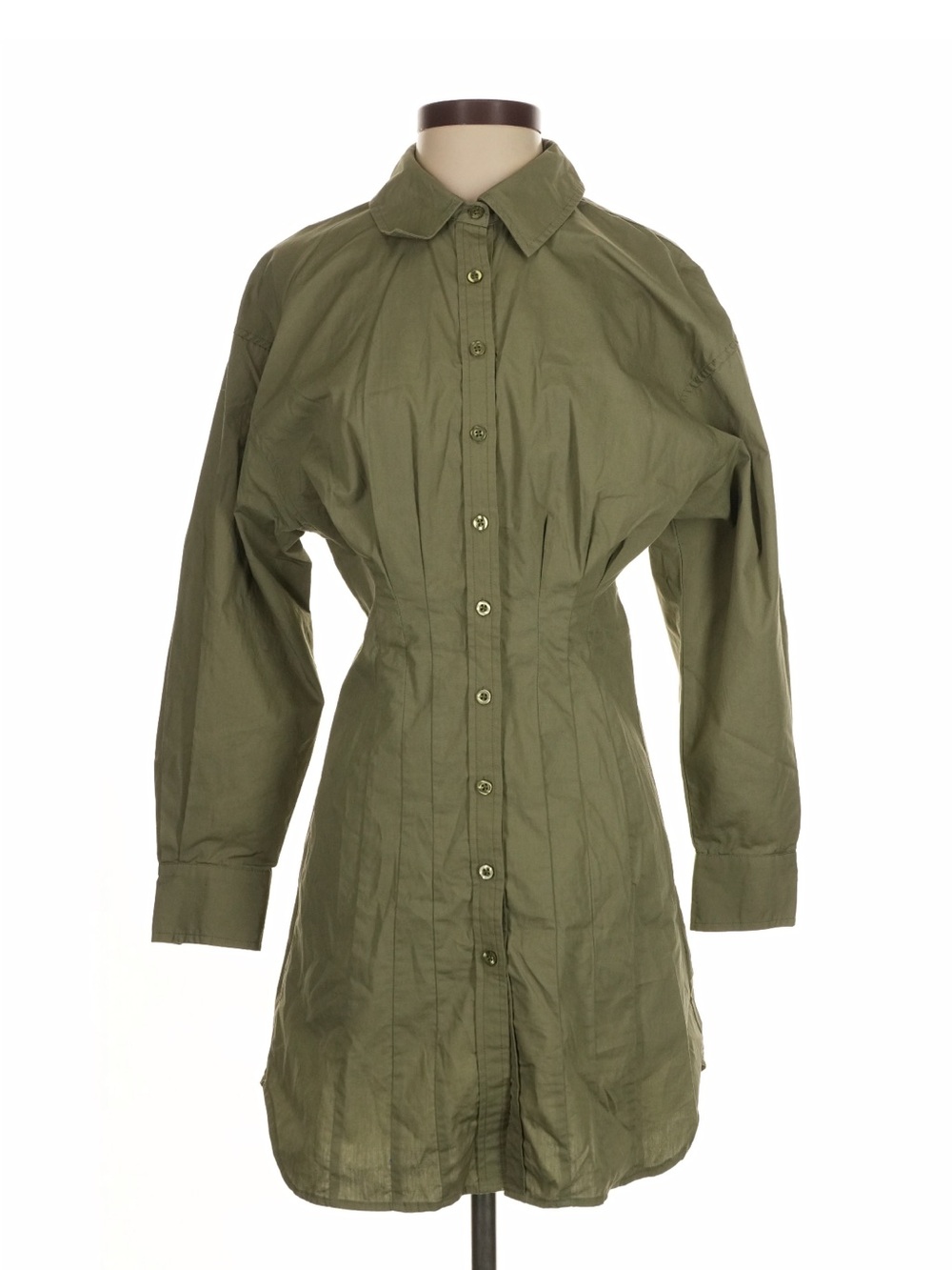 Steve Madden Olive Button-Down Long Sleeve Dress